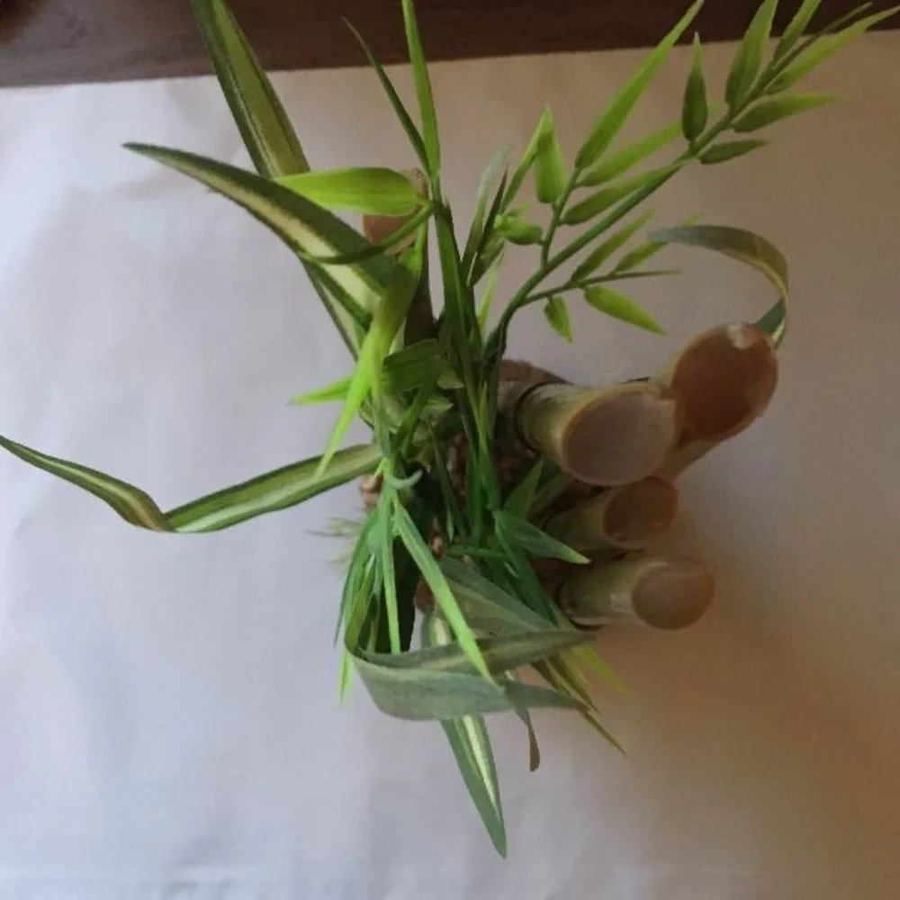 Aquarium Bamboo Sticks Silicone Rock Ornament Plastic Silk Plant 7.5